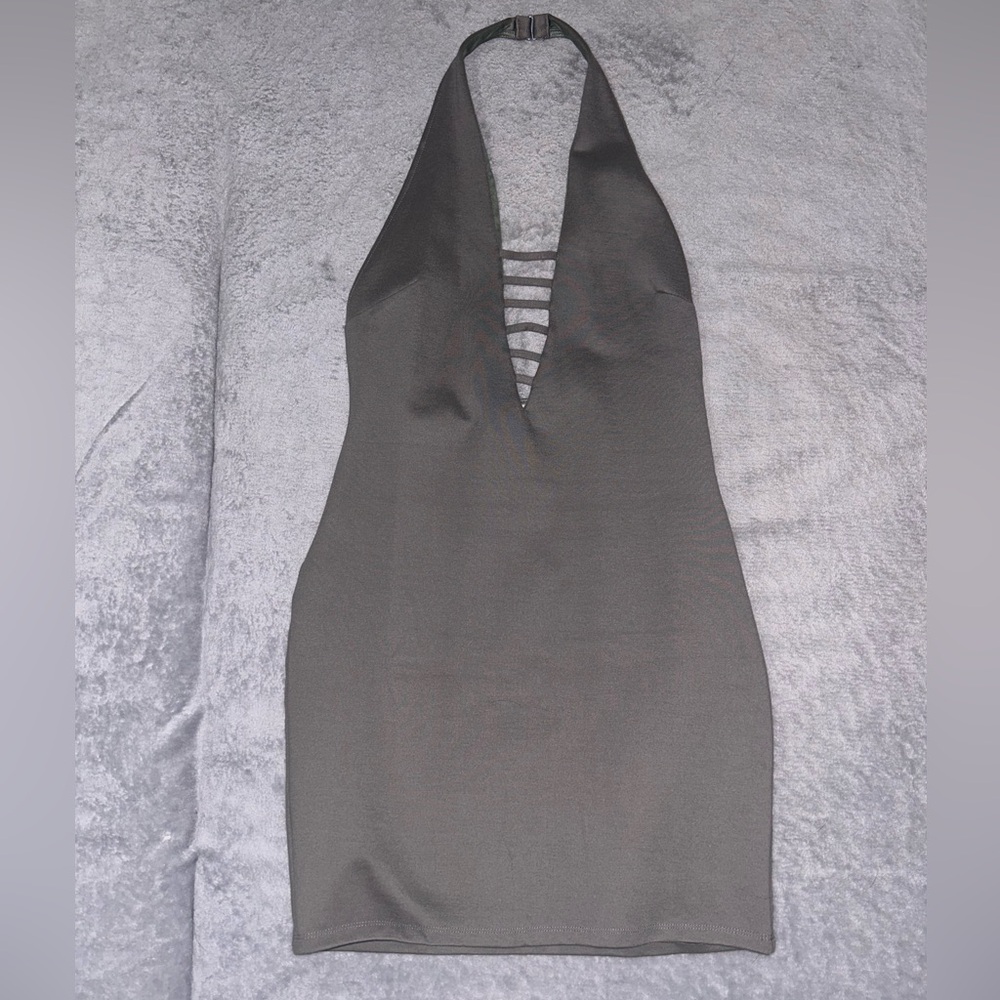 Tobi Olive Green Backless Halter Dress